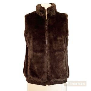 Talbots Brown Faux Fur Vest